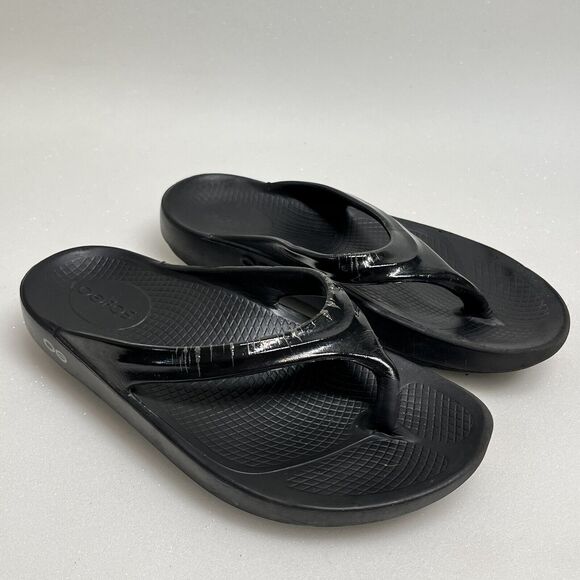 OOFOS OOriginal Womens Recovery Thong Flip Flops Black Size 5 Sandals - Picture 1 of 9